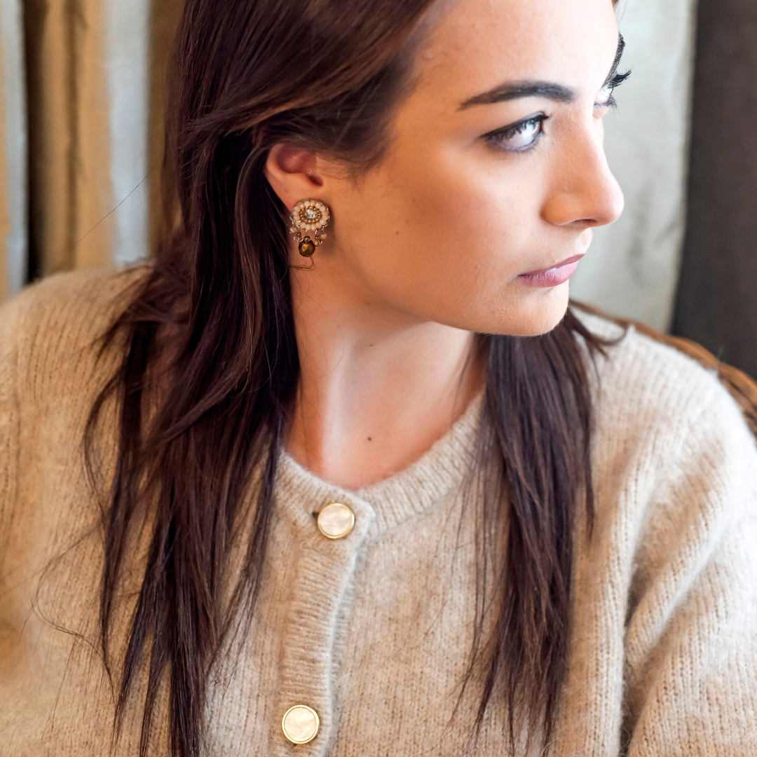 Crystal Drop Stud Stone Beige WAS £55 NOW £45.