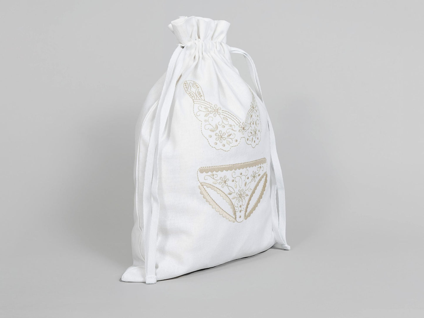Linen Underwear Bag Natural on White SOLD OUT COMING SOON