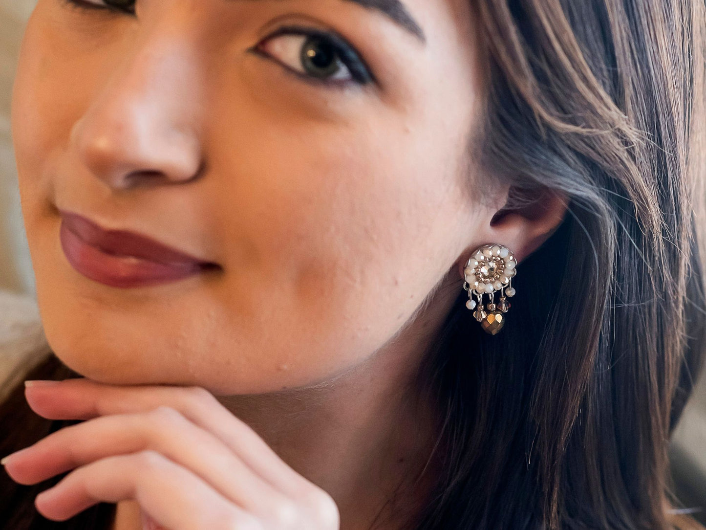 Crystal Drop Stud Stone Beige WAS £55 NOW £45.