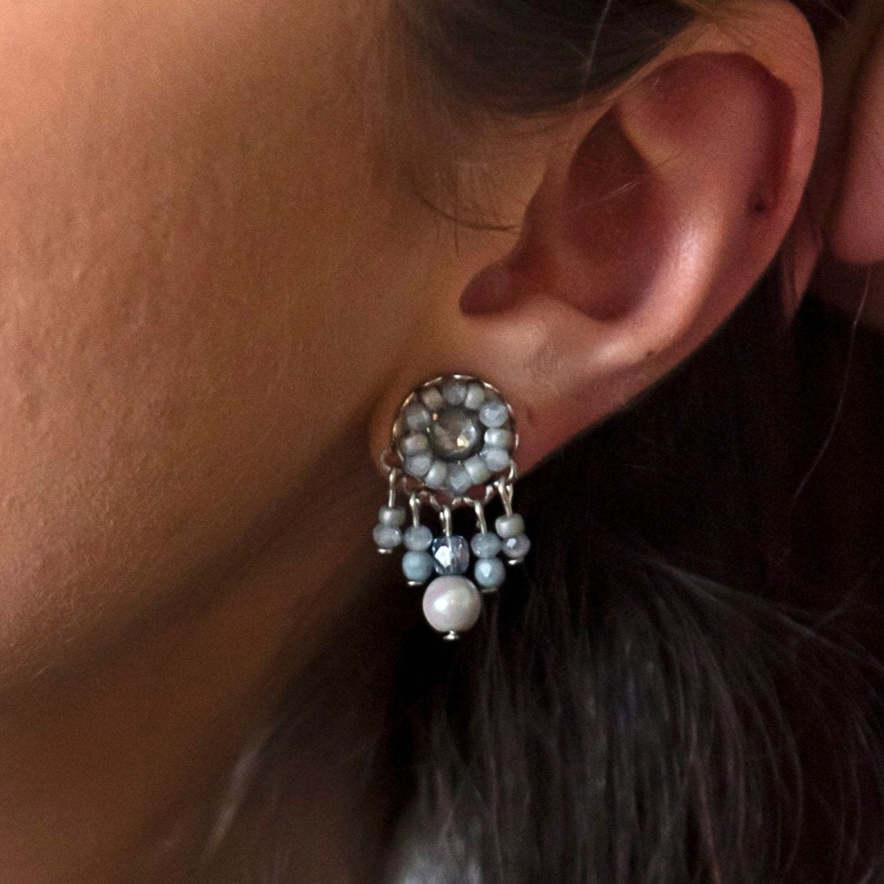 Crystal Drop Stud Light Grey WAS £55 NOW £40