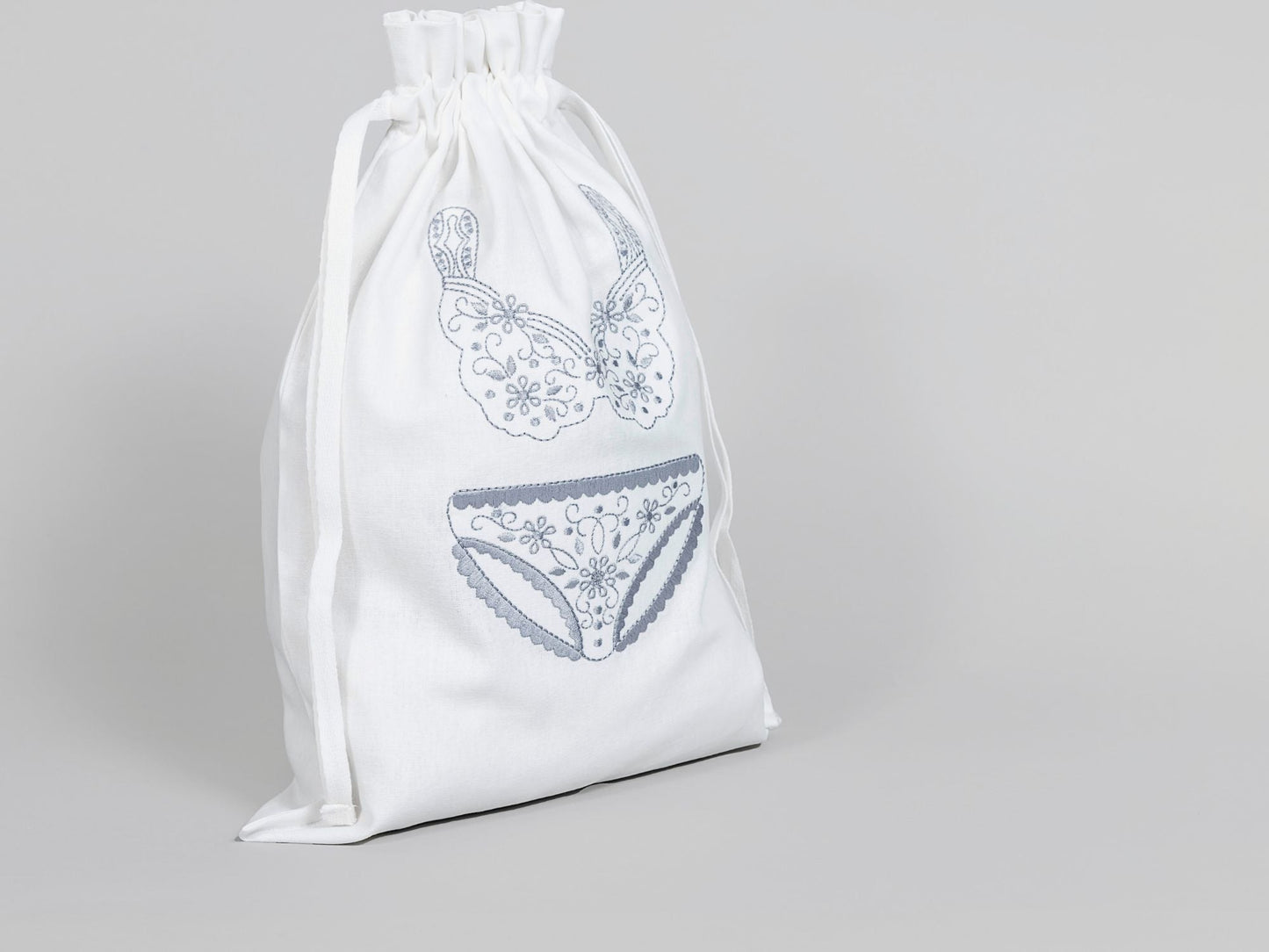 Linen Underwear Bag Grey on White SOLD OUT COMING SOON