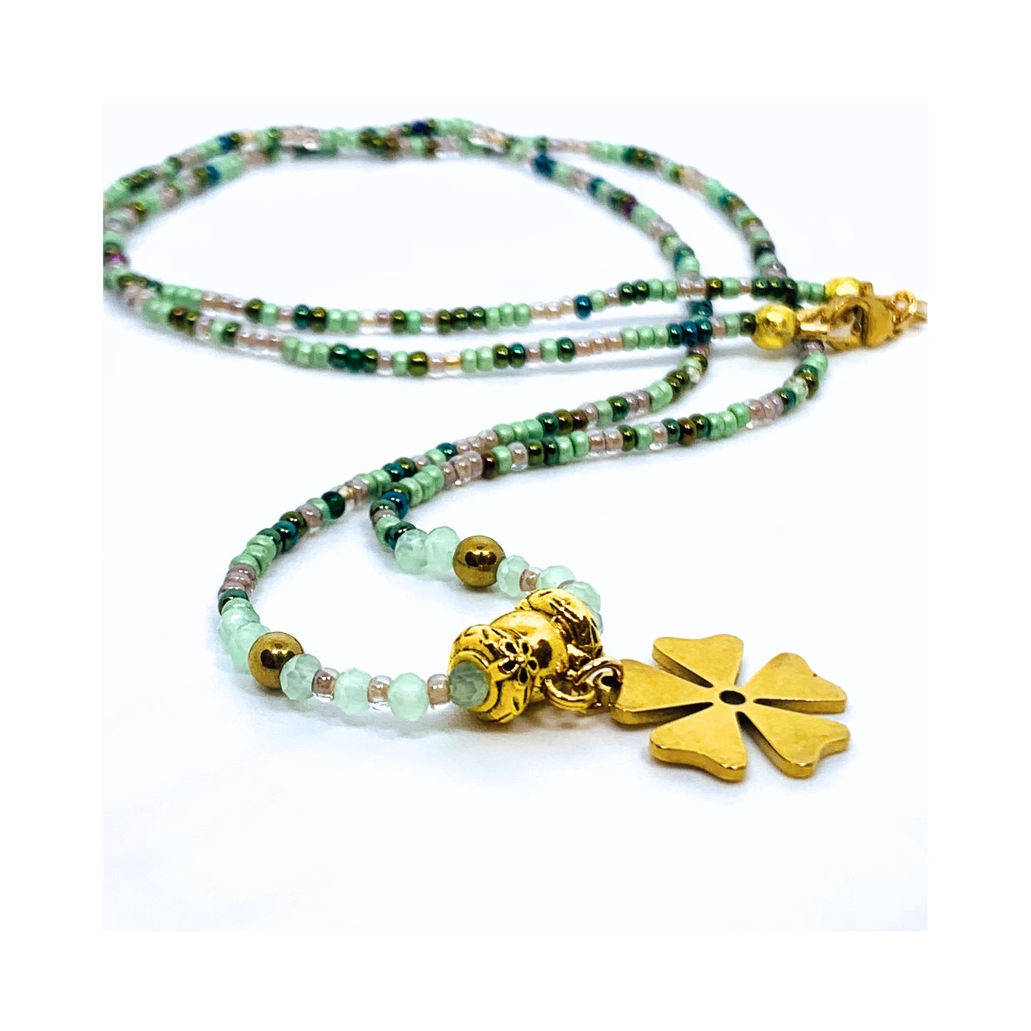 Flower Charm Necklace - Green Mix SOLD OUT COMING SOON