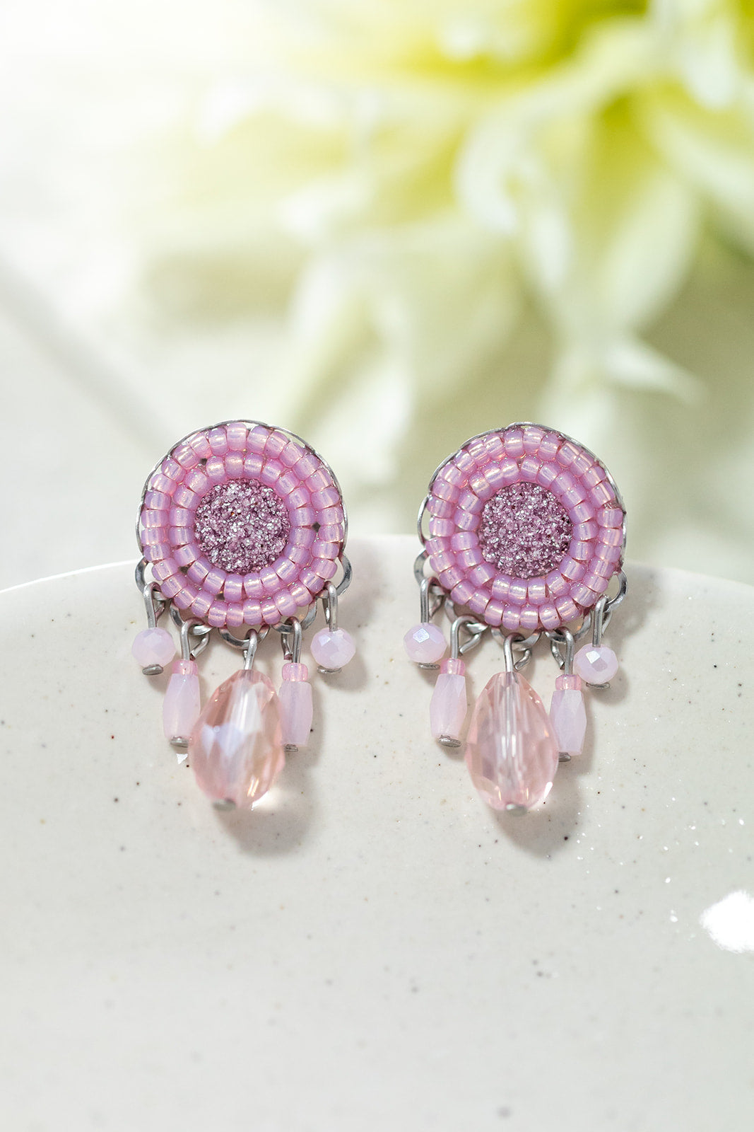 Crystal Drop Stud Baby Pink WAS £55 NOW £40