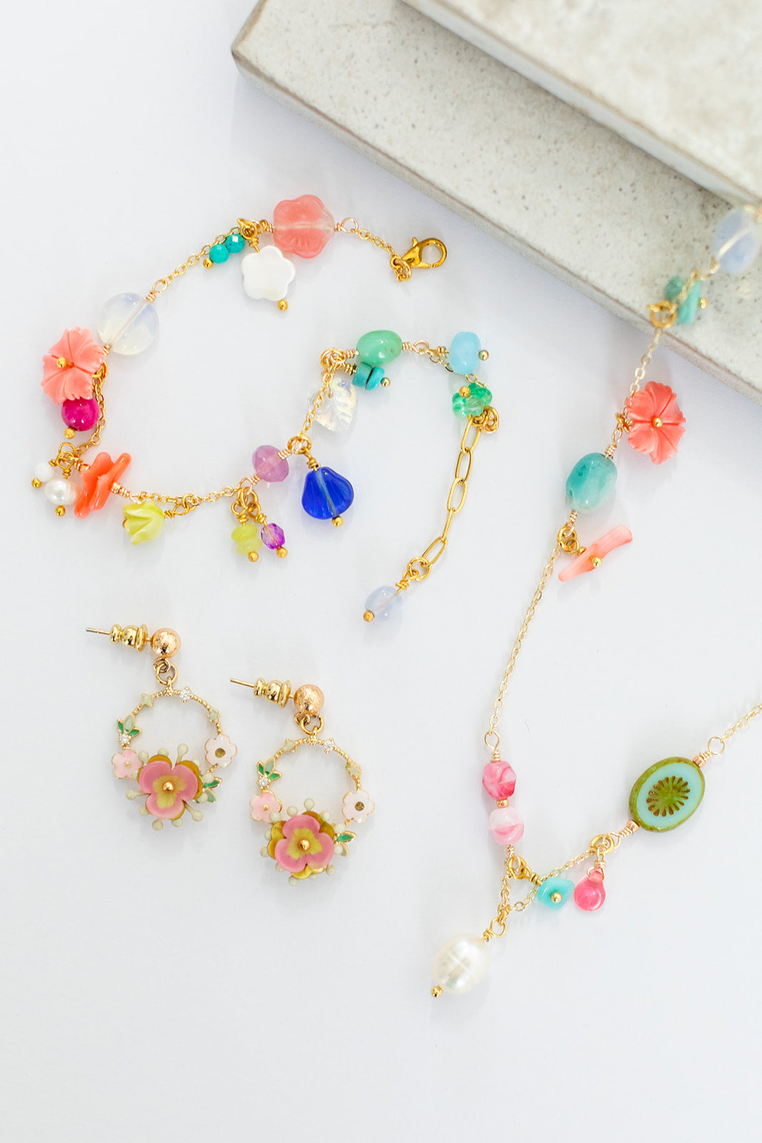 Semi Precious Stone Charm Bracelet - Blue Lace