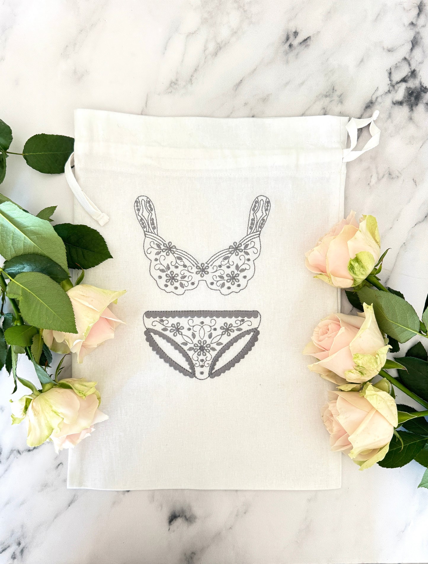 Linen Underwear Bag Grey on White SOLD OUT COMING SOON