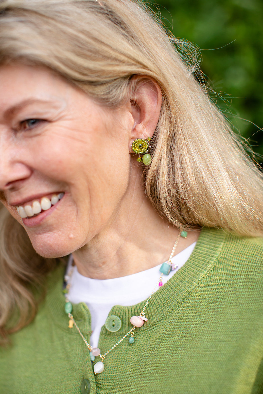 Crystal Dangle Stud Lime Green WAS £55 NOW £40