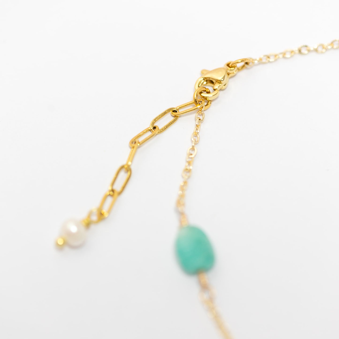 Semi precious stone Charm Necklace with Pearl Drop NOW £70