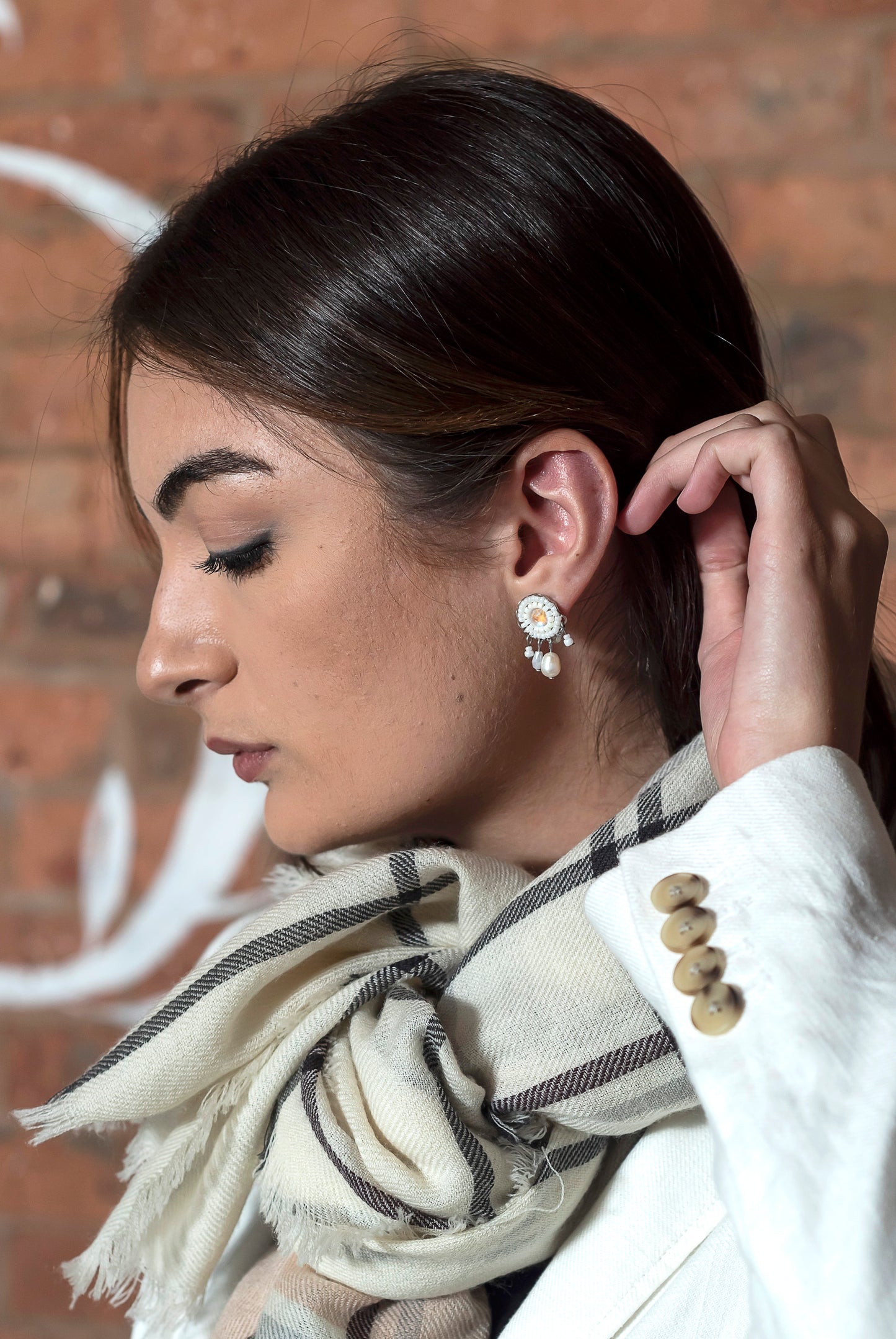 Crystal Dangle Stud White WAS £55 NOW £45