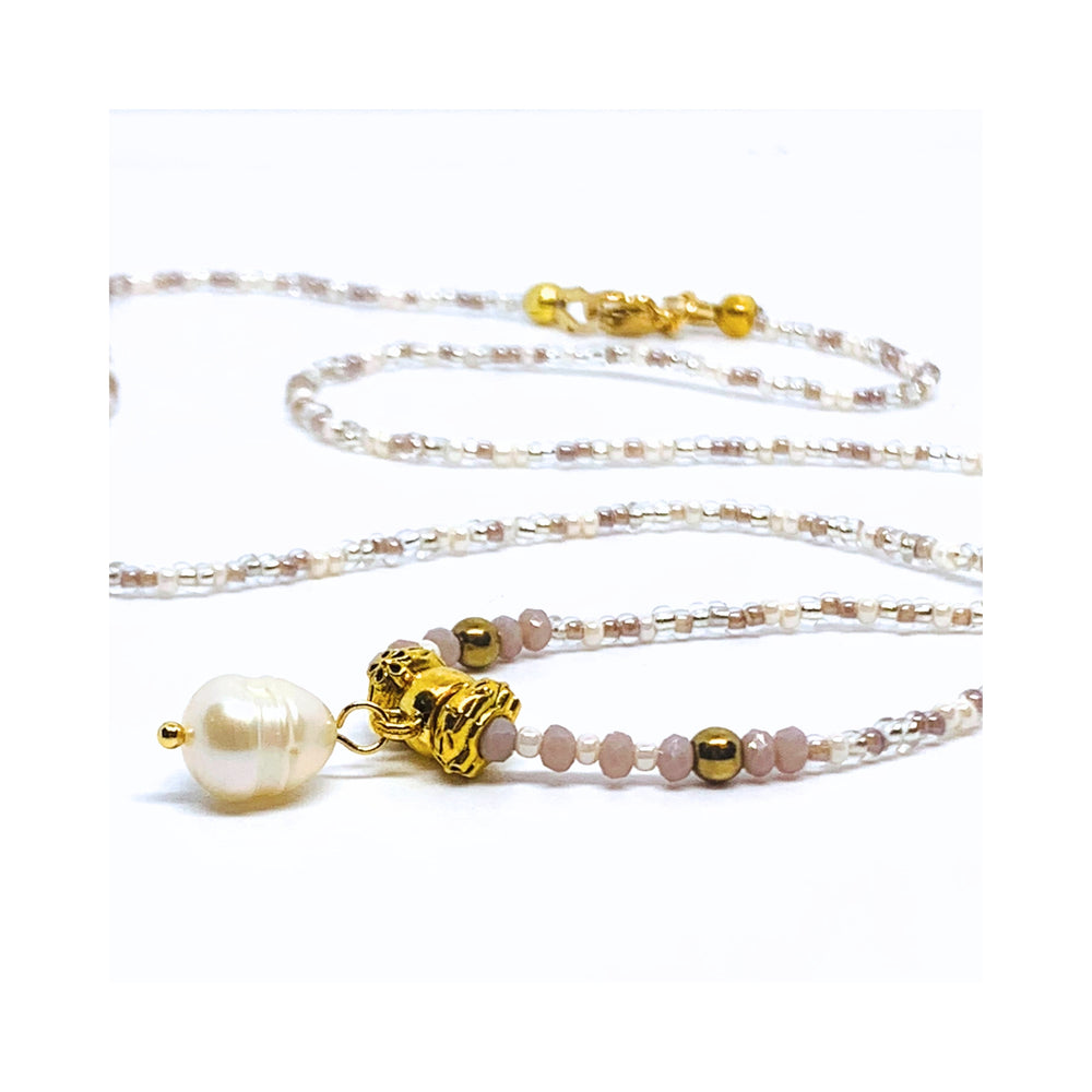Freshwater Pearl Charm Necklace - Lilac