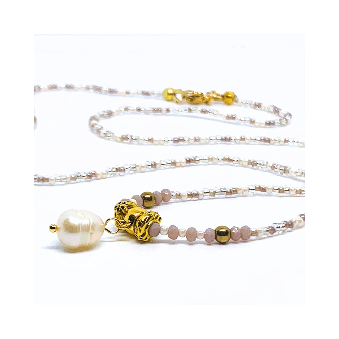 Freshwater Pearl Charm Necklace - Lilac
