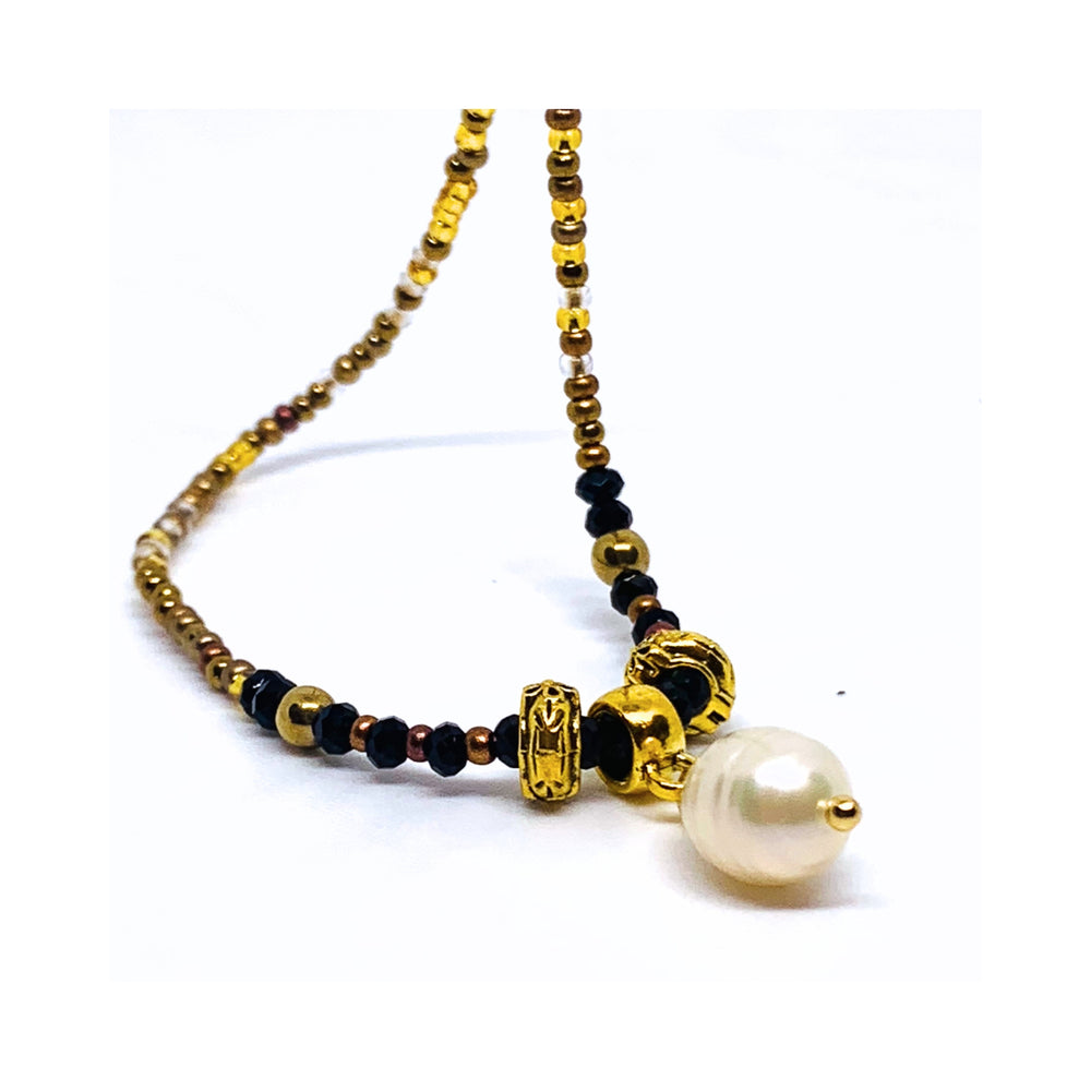 
                  
                    Freshwater Pearl Charm Necklace - Black
                  
                