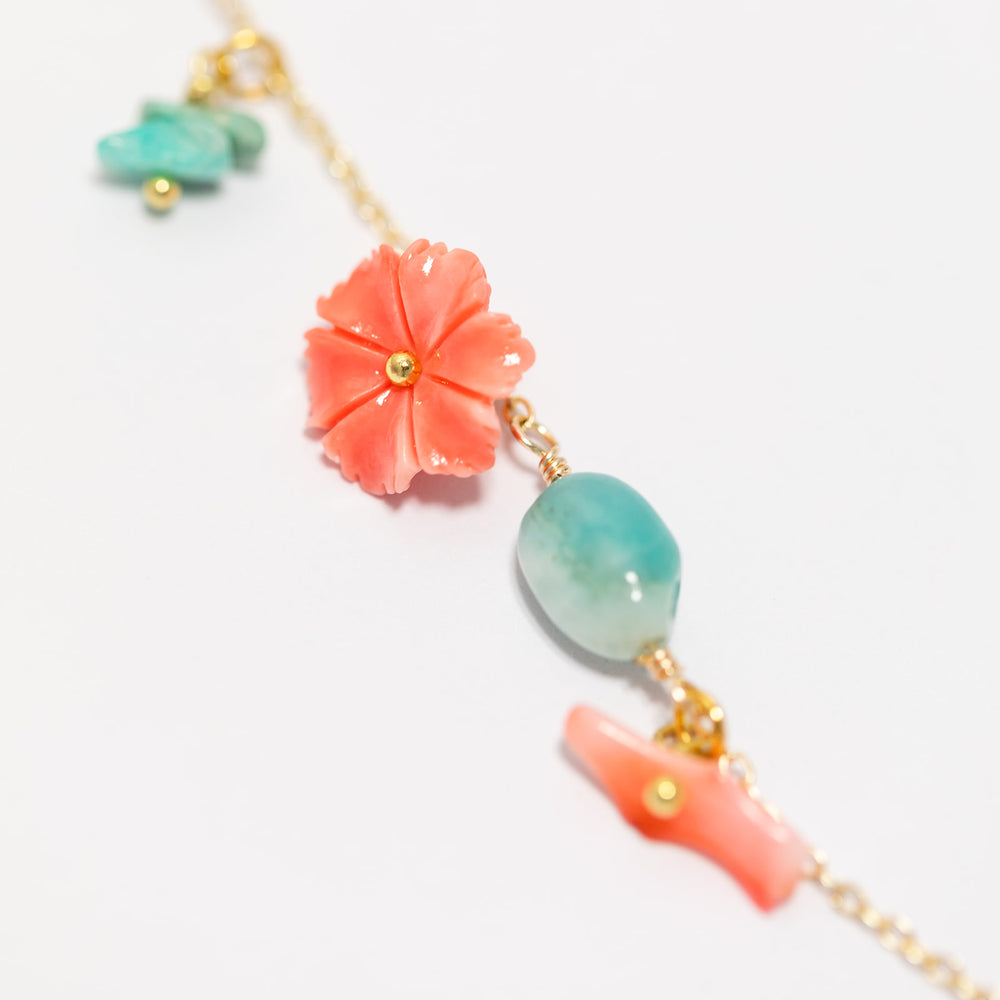 
                  
                    Semi precious stone Charm Necklace with Pearl Drop
                  
                