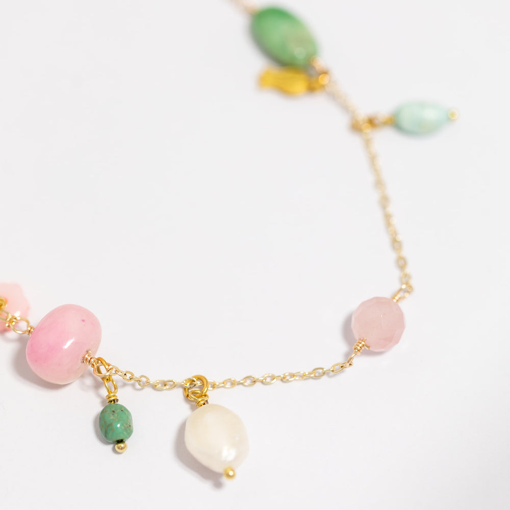 
                  
                    Semi precious stone Charm Necklace with Pearl Drop
                  
                
