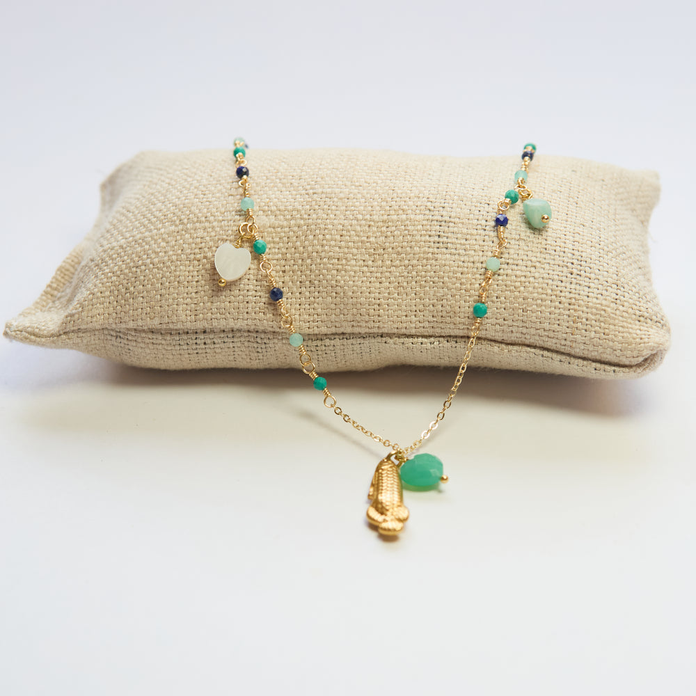 Fish Pendant and Chrysoprase Heart Necklace