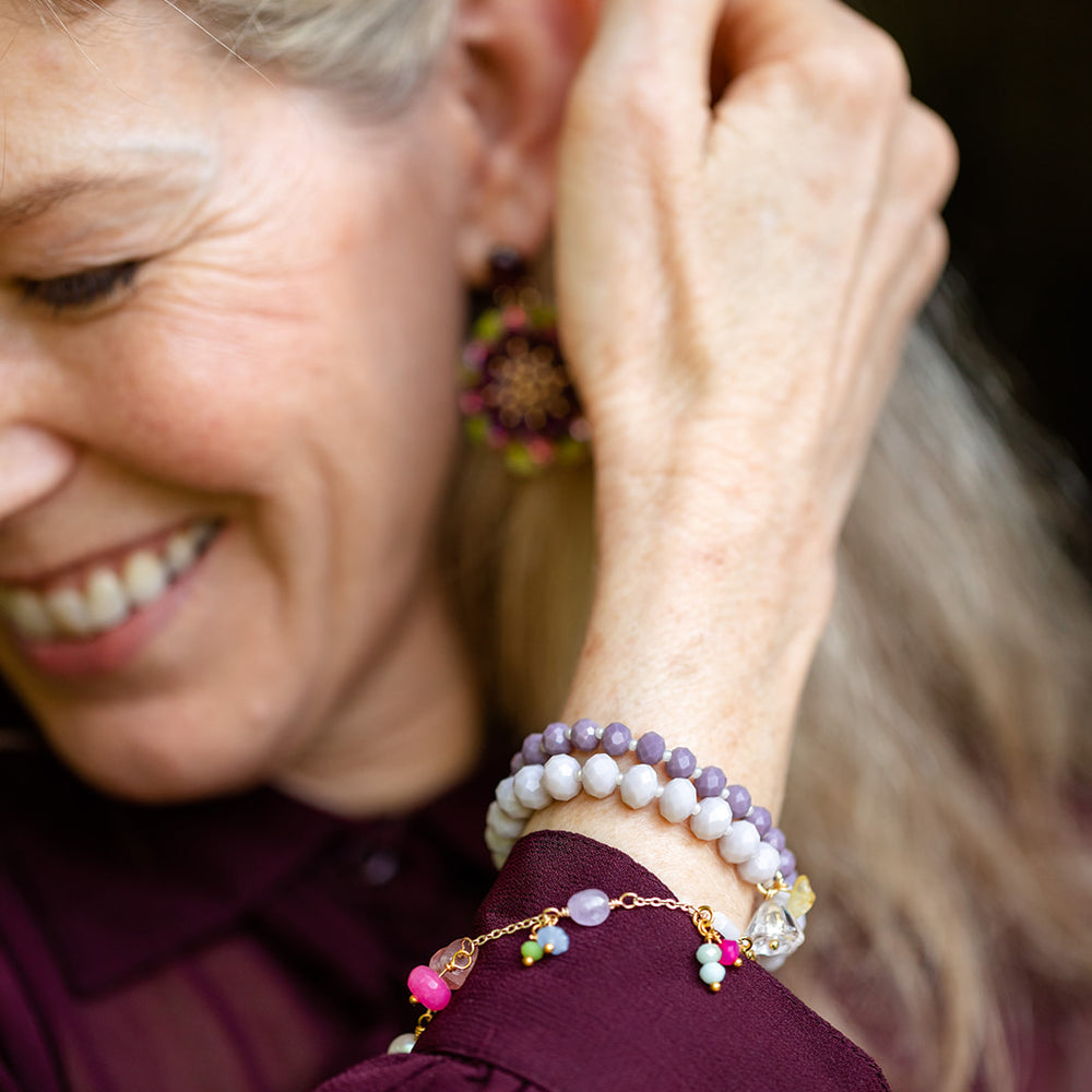 
                  
                    Semi Precious Stone Charm Bracelet - Pink Jade
                  
                