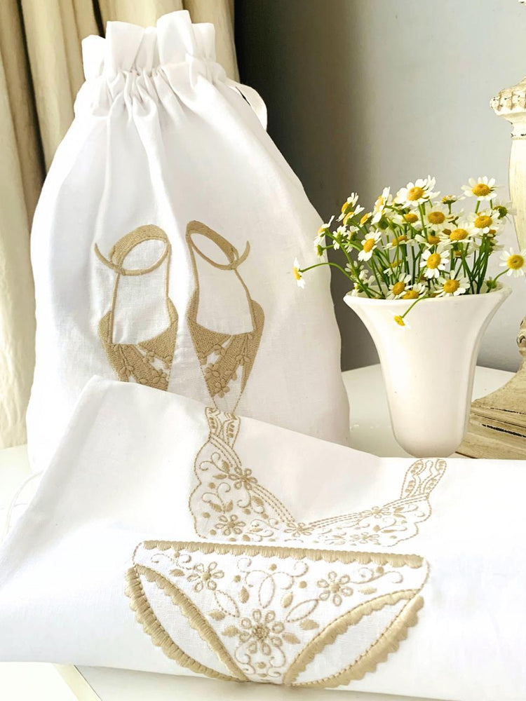 Linen Shoe Bag Natural on White