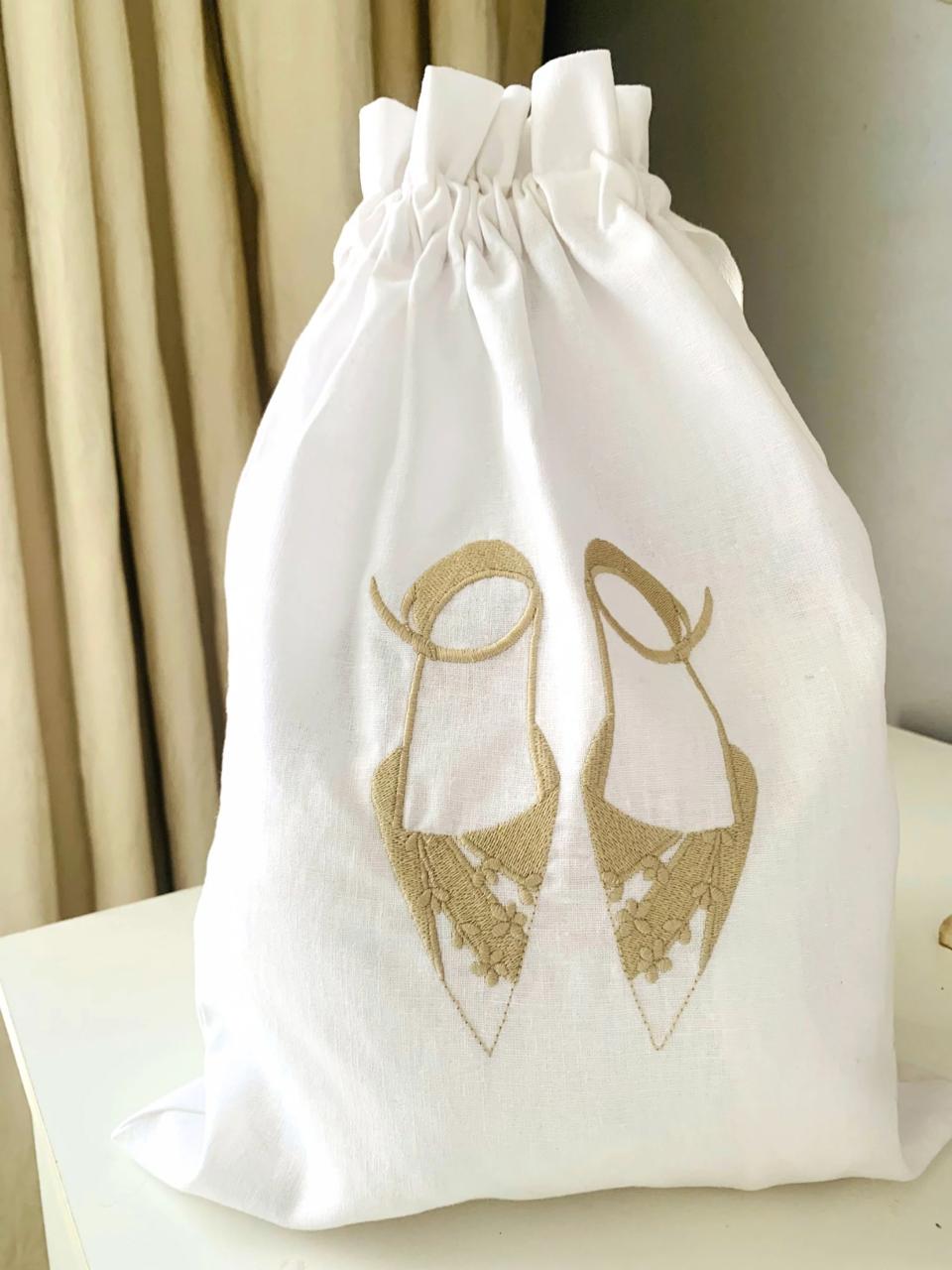 Linen Shoe Bag Natural on White