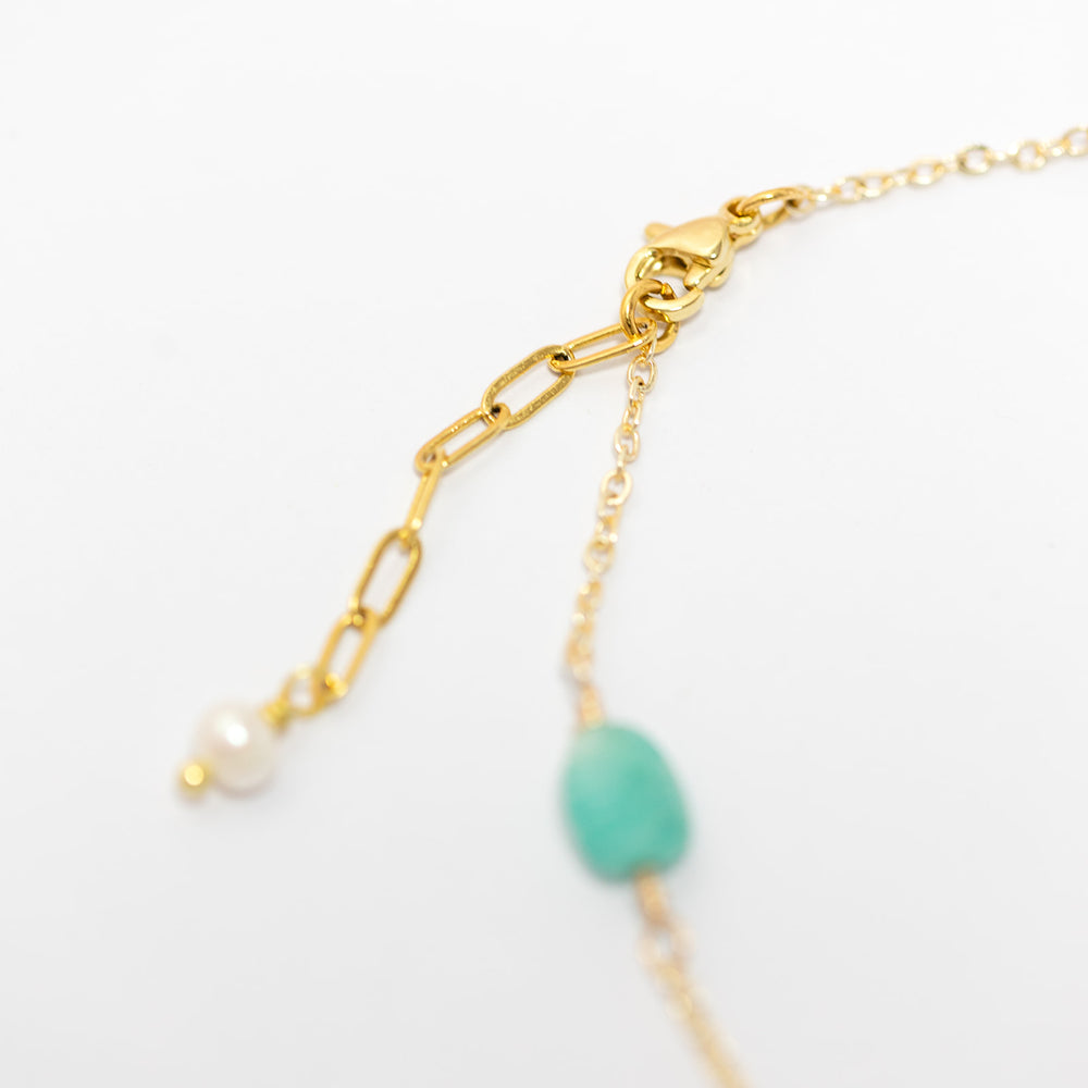
                  
                    Semi precious stone Charm Necklace with Pearl Drop
                  
                