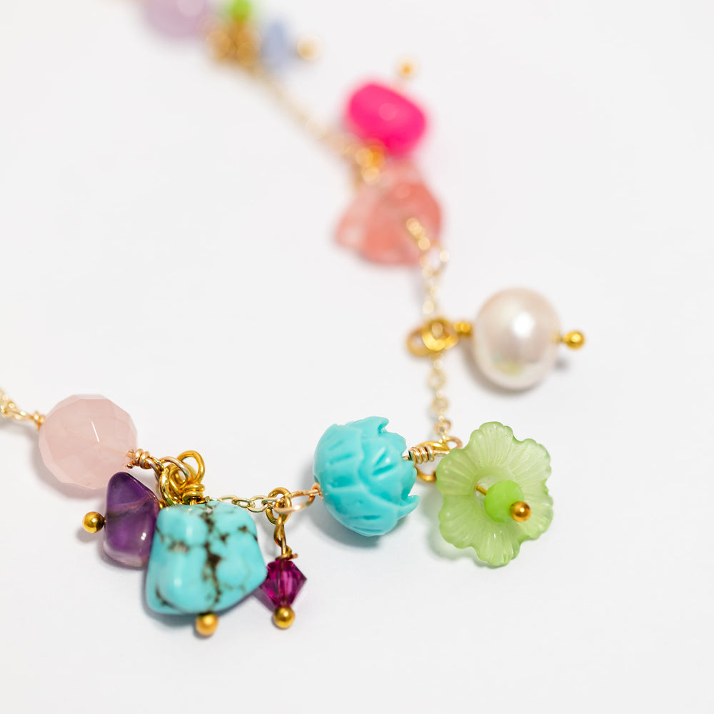 
                  
                    Semi Precious Stone Charm Bracelet - Pink Jade
                  
                