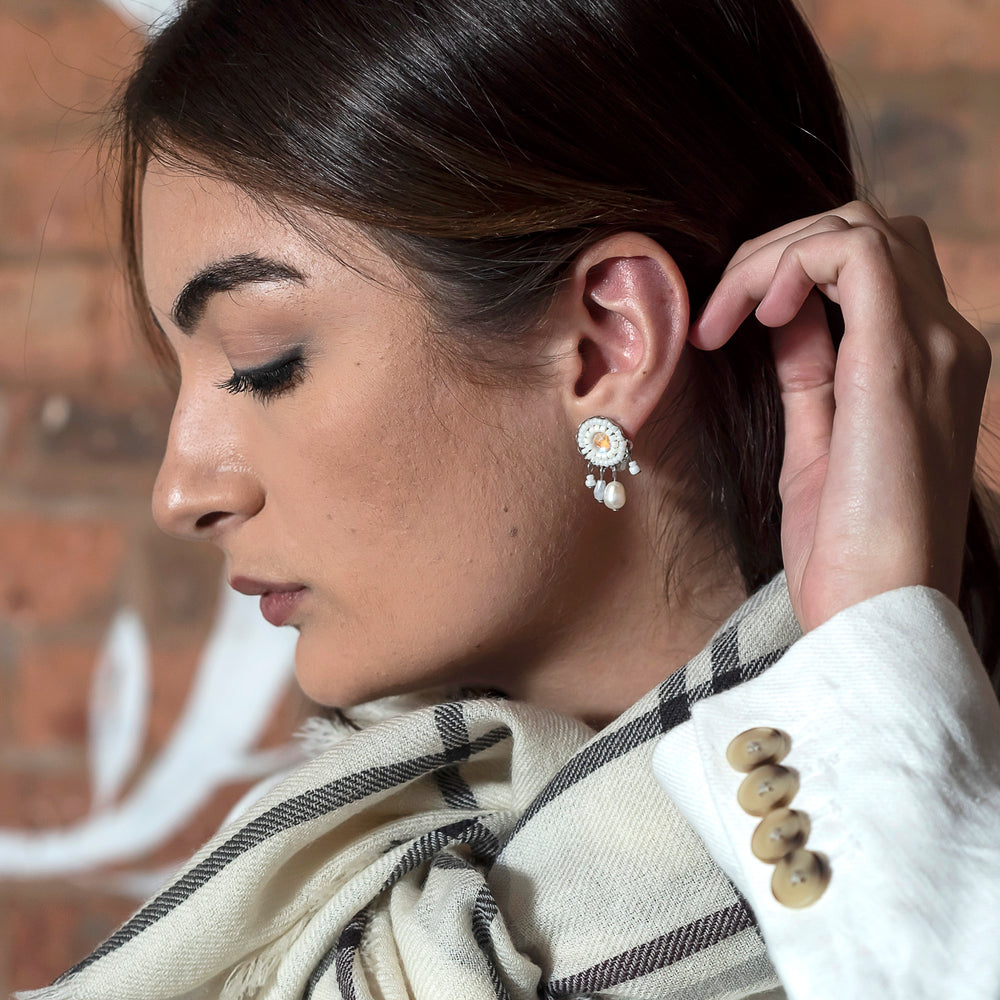 
                  
                    Crystal Dangle Stud White
                  
                