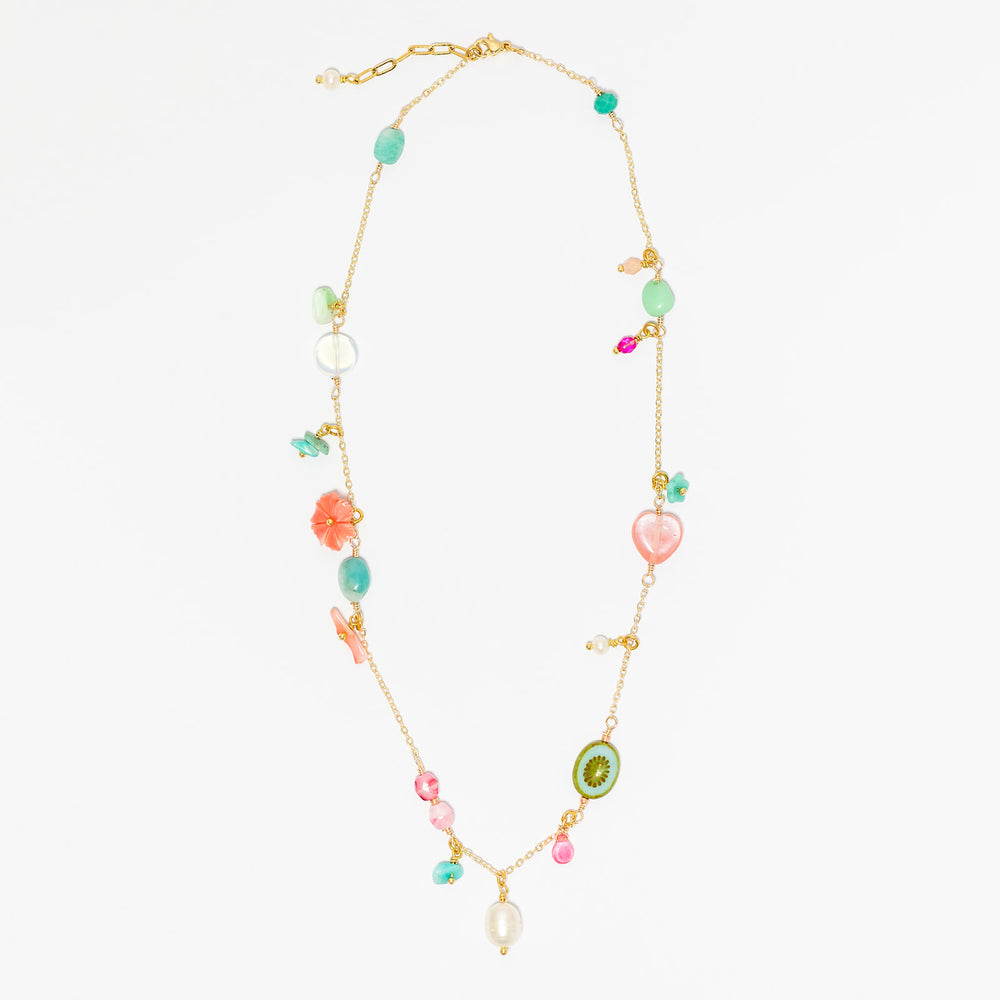 
                  
                    Semi precious stone Charm Necklace with Pearl Drop
                  
                